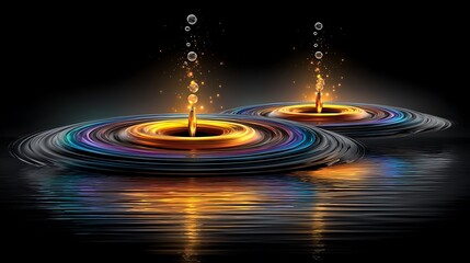 Pooled color gradients forming liquid whirlpools in flat design