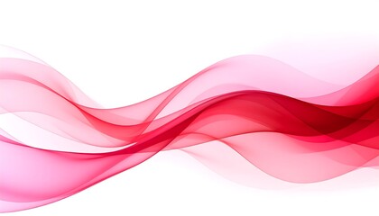 Fototapeta premium Abstract flowing design with soft, translucent red and pink waves against a white backdrop. Valentine's day background.