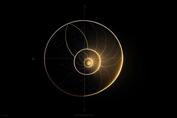 Golden Ratio Spiral on Starry Black Background - Mathematical Harmony