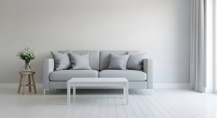 Modern Gray Sofa in Minimalist Living Room (AI Generated)
