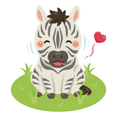 草を食べるシマウマのイラスト