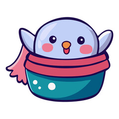 Cute Cup Animal, a Blue Bird Illustration