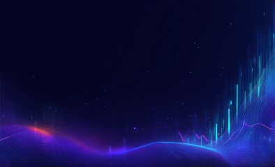 Abstract digital landscape with vibrant light trails and data points