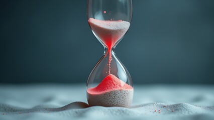 Translucent hourglass with memories as sand, some grains glowing red to signify cognitive health concerns.