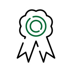 Rosette Award Ribbon Icon with Green Circle Design, Achievement Symbol 