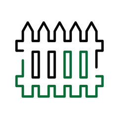 Picket Fence Outline Icon for Boundary and Garden Design 
