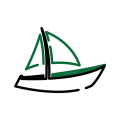 Sailboat Outline Icon for Sailing and Marine Adventure 