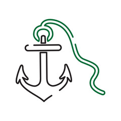Ship Anchor Outline Icon for Marine Navigation and Stability 