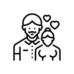 Black line icon for love