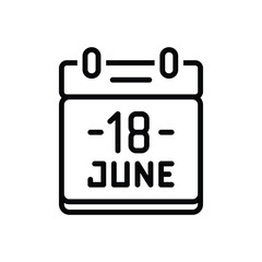 Black line icon for 18 june