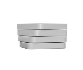 A stack of smooth, white square blocks, arranged symmetrically in a modern style. 3d illustration