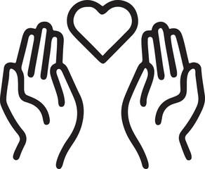 Obraz premium Hands holding heart with hand drawn heart shape vector illustration.