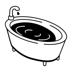 A doodle style icon showing bathtub
