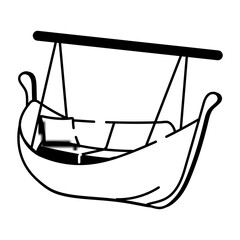 A drawing style icon depicting hammock bed
