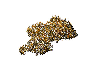 Rwanda Map Made Of High Quality Premium Golden Metallic Copper Brass Pillars 3D Illustration
