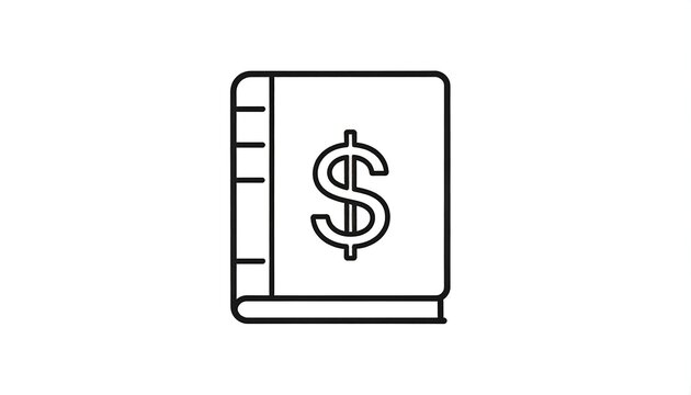 Simple line art book with dollar sign