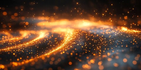 Abstract Gold Glitter Sparkles on Dark Background for Luxury and Celebration Designs