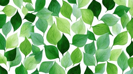 Obraz premium A multitude of green leaves fill the canvas with diverse shapes and shades. The pattern displays natural beauty, emphasizing the freshness and vitality of foliage in an artistic design.