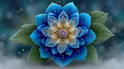 Radiant geometric bloom of ice crystal patterns emerging from the center