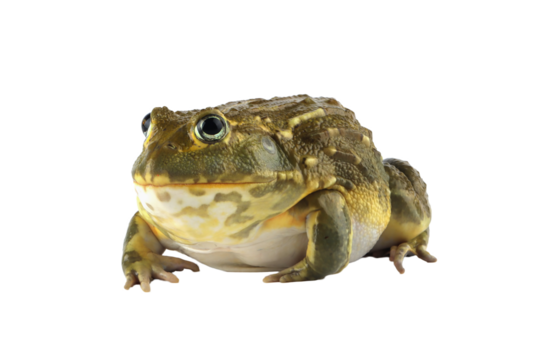 The African Giant Bullfrog (Pyxicephalus adspersus) closeup, Juvenile  African Giant Bullfrog on isolated background
