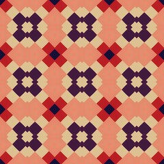 A vibrant, colorful checkered fabric with a retro geometric pattern design is a perfect seamless texture for vintage textile projects