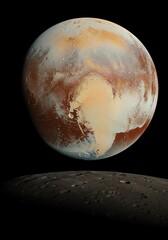 Mars Planet with Rocky Surface and Cratered Landscape in Space