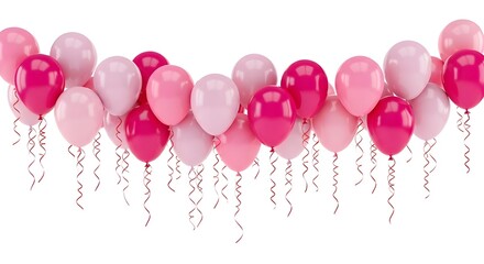 Pink balloons decoration for party event isolated on white