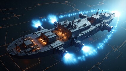 Space Battleship Science Fiction Scene