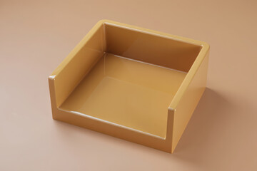 A simple beige plastic storage box or tray, perfect for organizing desk supplies, documents, or small items in an office or home workspace