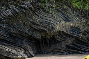 Abstract background of Pancake Rock from sedimentary process in tropical rainforest island