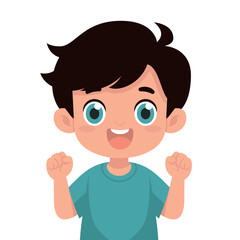 Young boy excited cartoon character illustration
