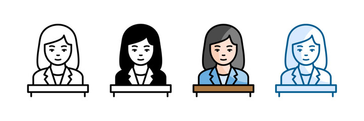 Secretary Icon Set Multiple Style Collection