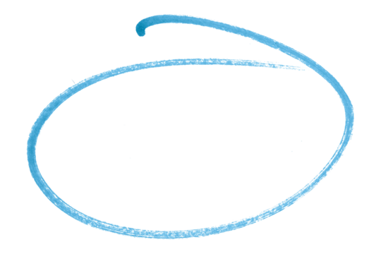 Light blue pencil highlight circle mark isolated on transparent background