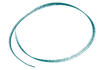 Green pencil highlight circle mark isolated on transparent background