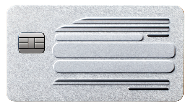 Cyberchip Card: A close-up shot of a minimalist cyberchip card, showcasing its electronic chip and textured surface.