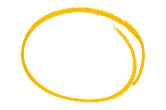 Yellow pencil highlight circle mark isolated on transparent background