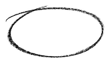 Black pencil highlight circle mark isolated on transparent background