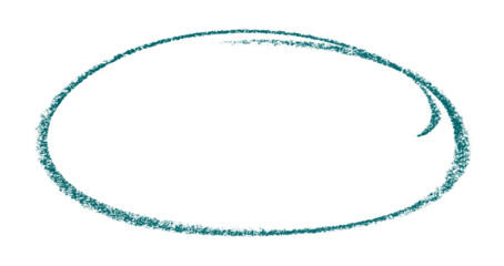 Green pencil highlight circle mark isolated on transparent background