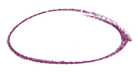 Purple pencil highlight circle mark isolated on transparent background