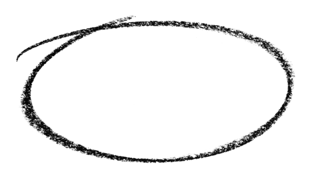 Black pencil highlight circle mark isolated on transparent background