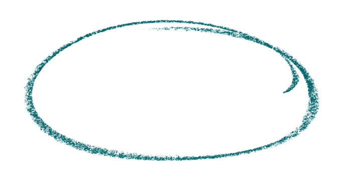 Green pencil highlight circle mark isolated on transparent background