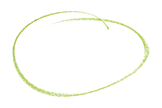 Green pencil highlight circle mark isolated on transparent background