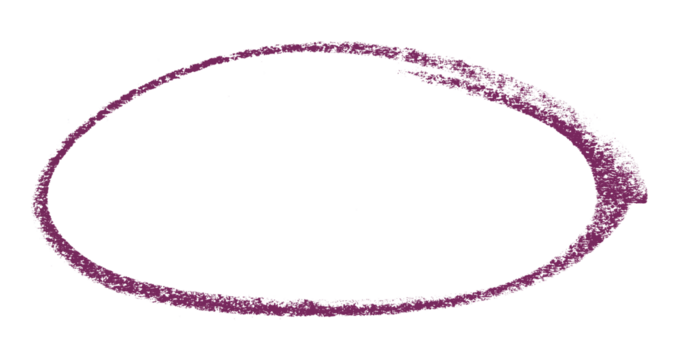 Purple pencil highlight circle mark isolated on transparent background