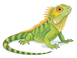 Obraz premium green iguana on white background