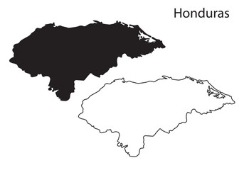 Obraz premium Simple Honduras map silhouette vector. Clean black outline of Central American country, perfect for travel, infographic, and design projects