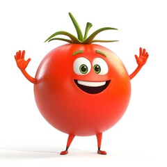 Cute red tomato character, on a white background