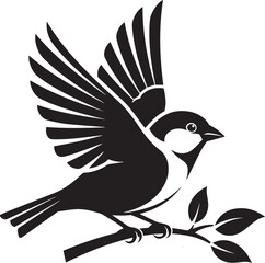 Naklejka premium Minimalist Black and White Vector Bird