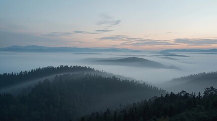 Obraz premium Morning Fog Mountain Landscape