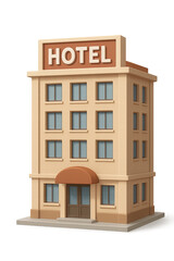 Obraz premium Illustration of a hotel building with a white background