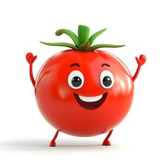 Cute red tomato character, on a white background